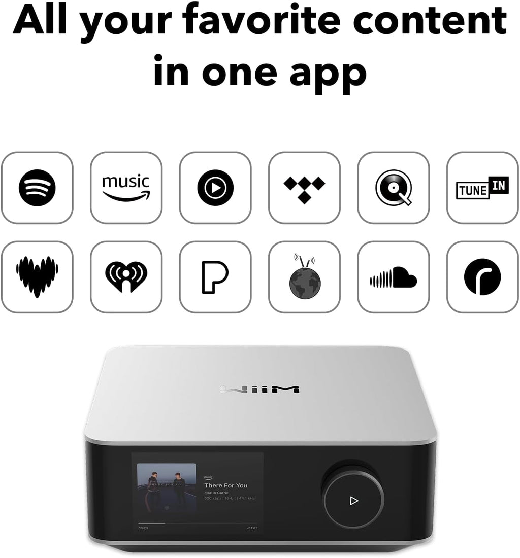 WiiM Amp Ultra Stereo Streaming Amplifier, HDMI ARC & RoomFit, Silver