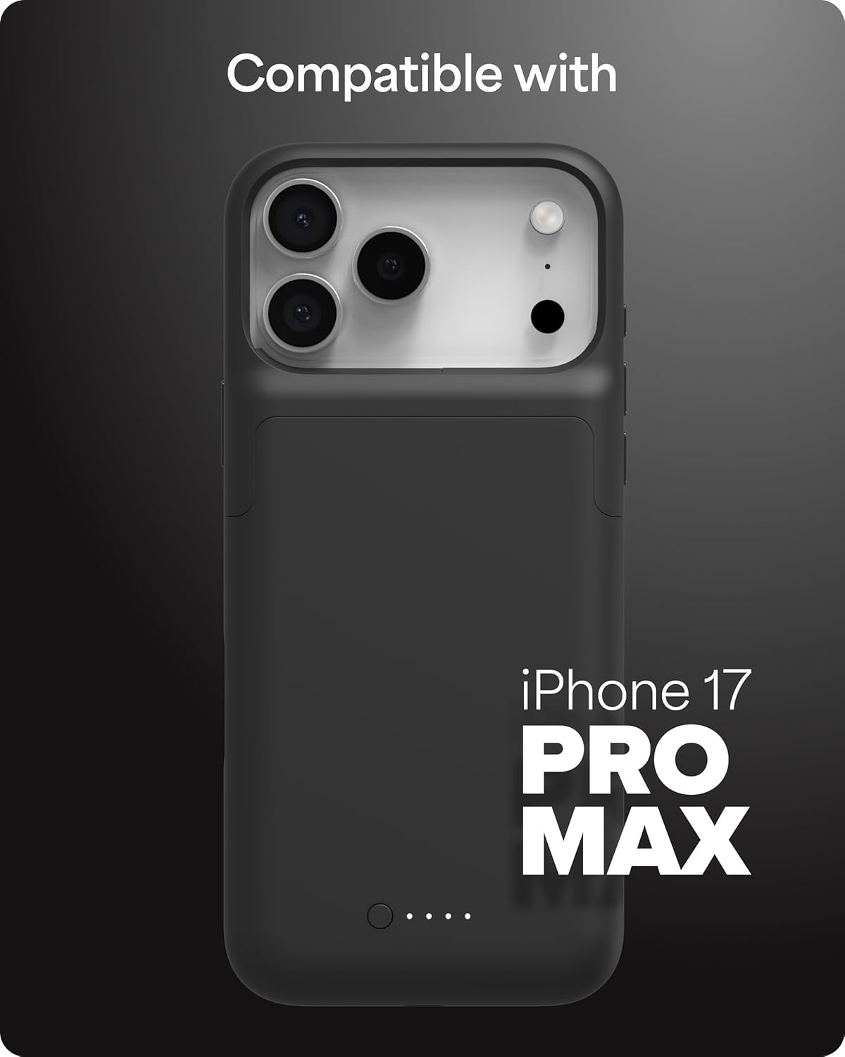 Mophie Juice Pack Battery Case for iPhone 17 Pro Max - Slim Charging Case, Up to 50% Extra Battery Life, High Impact Protection, Magnetic Back for Wallets & Mounts, Sustainable Material, Black