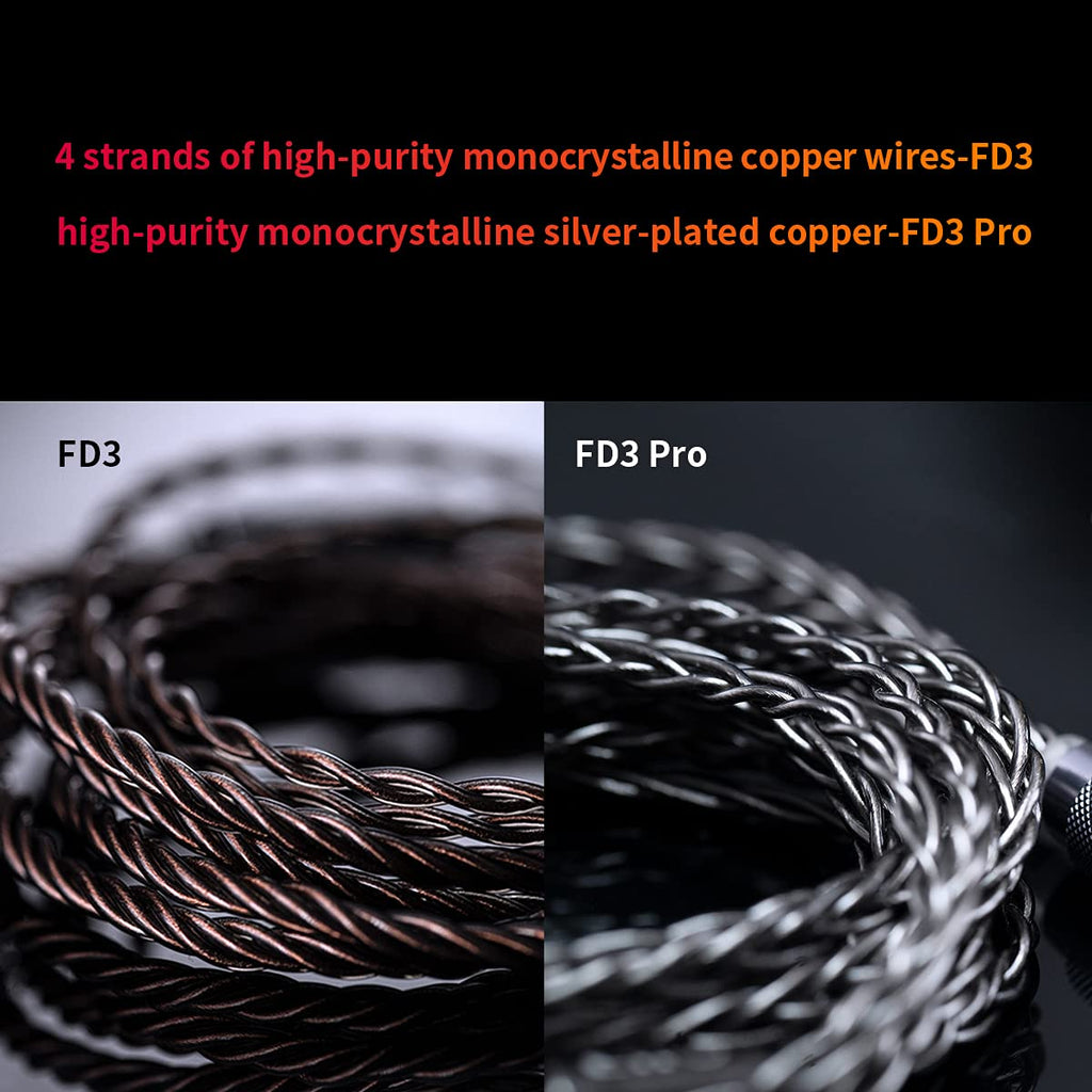 FIIO FD3 PRO Earphones in-Ear Earbuds High Resolution 1DD Deep Bass Detachable MMCX Connector with 2.5/3.5/4.4mm Plugs DLC Black