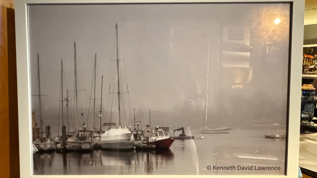 Photographic color print of sailboats in a Woods Hole harbor,  featured project of'Kenneth David Lawrence'.
