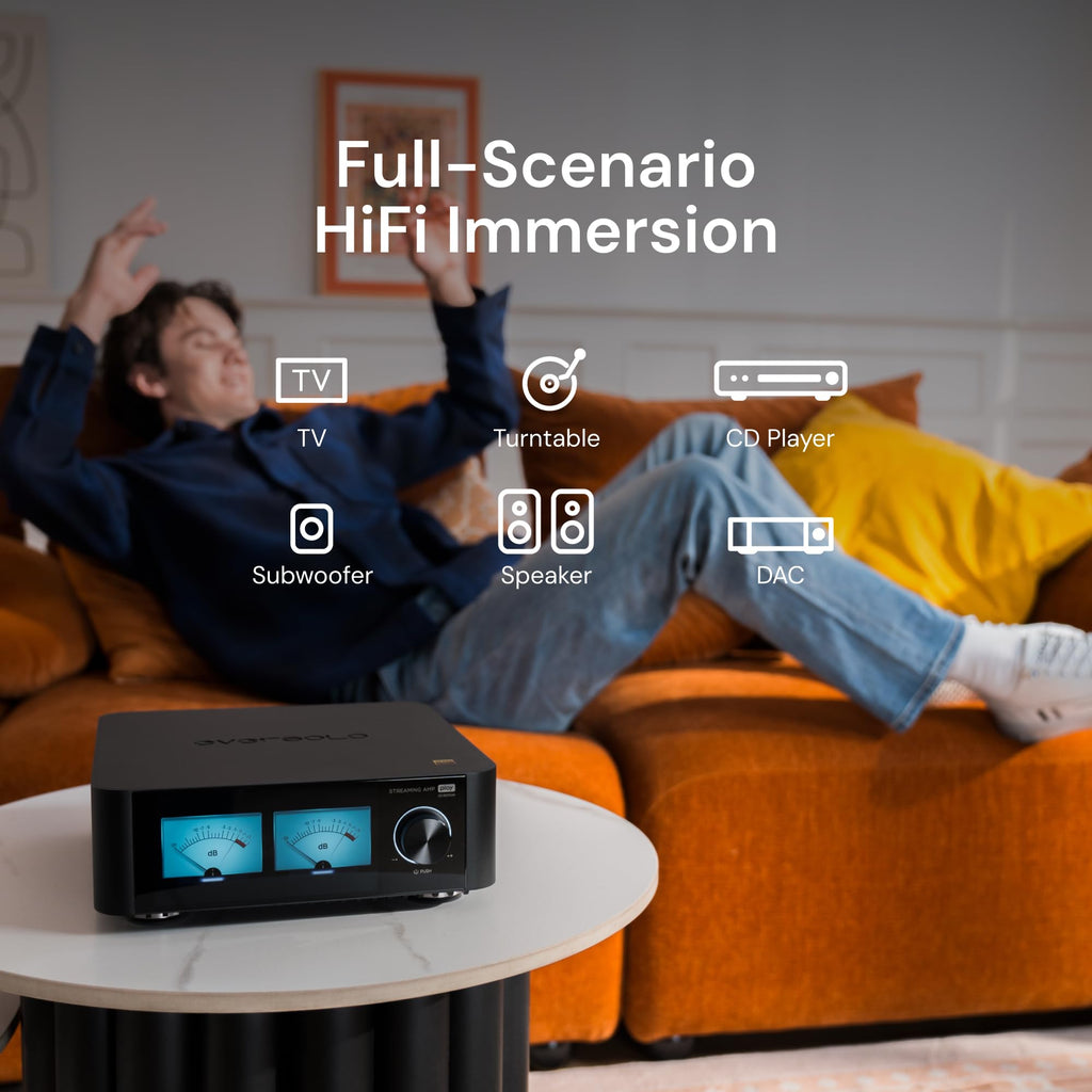 Eversolo Play | Music Streamer with DAC & Amplifier 60W×2ch(8Ω) / 110W×2ch(4Ω) | 5.5" LCD Touchscreen, Support Room Correction & Multi Room System, Stream Qobuz, Tidal&More | Black (Standard Edition)