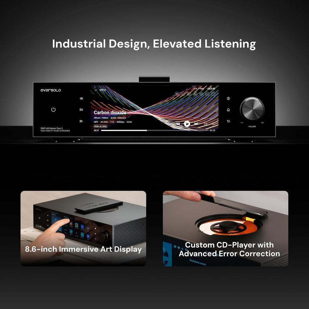 DMP-A8 Master Edition Gen 2 HiFi Music Streamer|DAC|Analog preamp|CD Player|8GB DDR5+64GB eMMC|AK4499EXEQ+AK4191EQ DAC|WiFi 6&SFP Fiber Network|Spotify Connect Lossless|Custom CD-Player|SNR&DNR 129dB