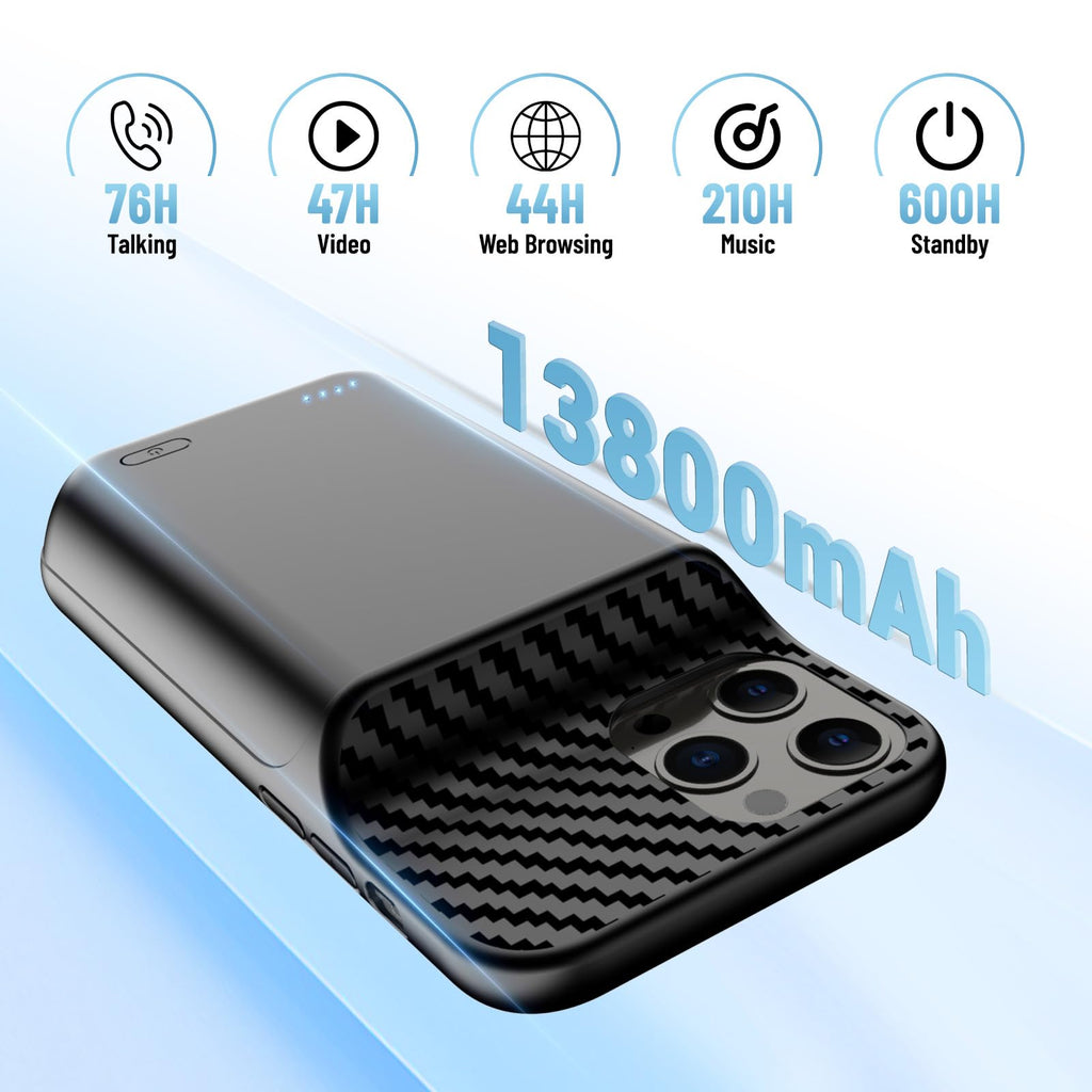 13800mAh Battery Case for iPhone 14 Pro Max/13 Pro Max/12Pro Max/14 Plus (6.7 inch) [2026 Upgraded] High Capacity Extended Charging Case Charger Battery Pack with Tempered Glass Screen Protector