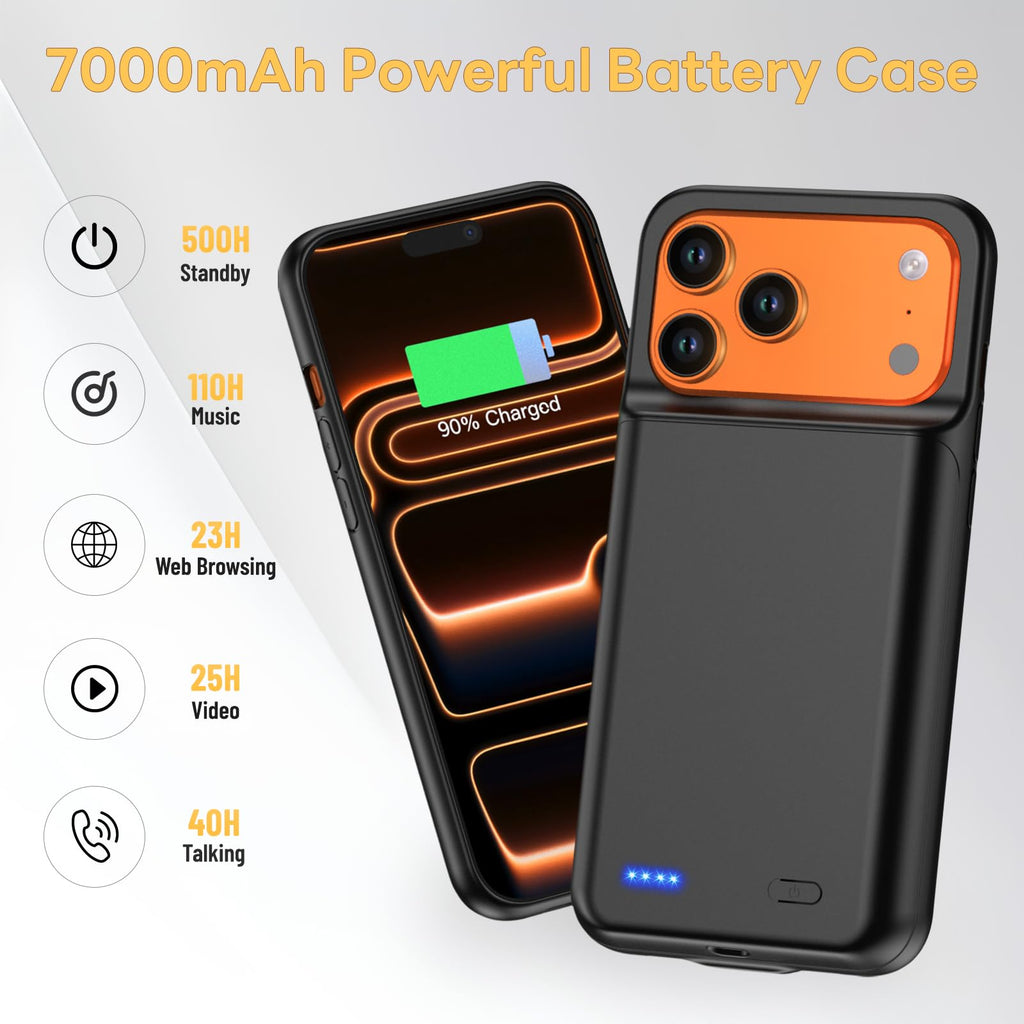 13800mAh Battery Case for iPhone 14 Pro Max/13 Pro Max/12Pro Max/14 Plus (6.7 inch) [2026 Upgraded] High Capacity Extended Charging Case Charger Battery Pack with Tempered Glass Screen Protector