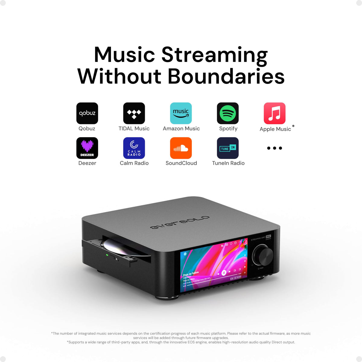 Eversolo Play | Music Streamer with DAC & Amplifier 60W×2ch(8Ω) / 110W×2ch(4Ω) | 5.5" LCD Touchscreen, Support Room Correction & Multi Room System, Stream Qobuz, Tidal&More | Black (Standard Edition)