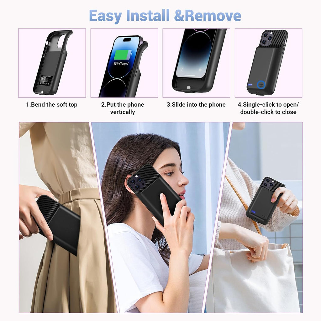 13800mAh Battery Case for iPhone 14 Pro Max/13 Pro Max/12Pro Max/14 Plus (6.7 inch) [2026 Upgraded] High Capacity Extended Charging Case Charger Battery Pack with Tempered Glass Screen Protector