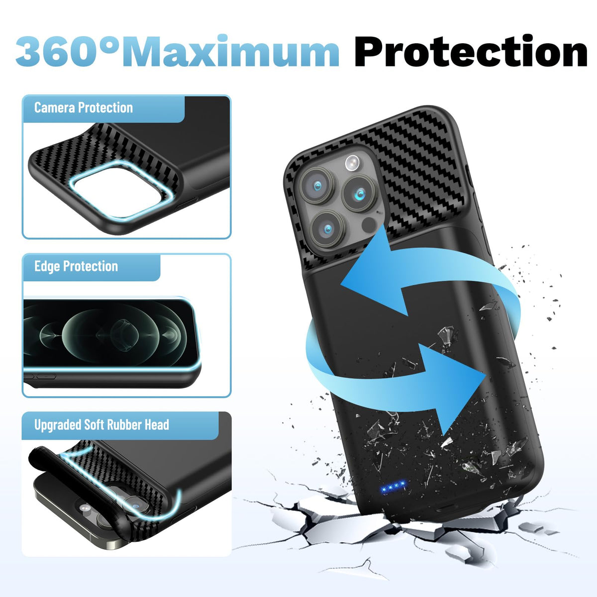 13800mAh Battery Case for iPhone 14 Pro Max/13 Pro Max/12Pro Max/14 Plus (6.7 inch) [2026 Upgraded] High Capacity Extended Charging Case Charger Battery Pack with Tempered Glass Screen Protector