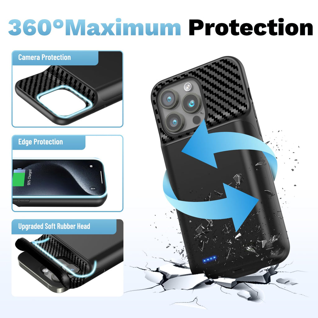 13800mAh Battery Case for iPhone 14 Pro Max/13 Pro Max/12Pro Max/14 Plus (6.7 inch) [2026 Upgraded] High Capacity Extended Charging Case Charger Battery Pack with Tempered Glass Screen Protector