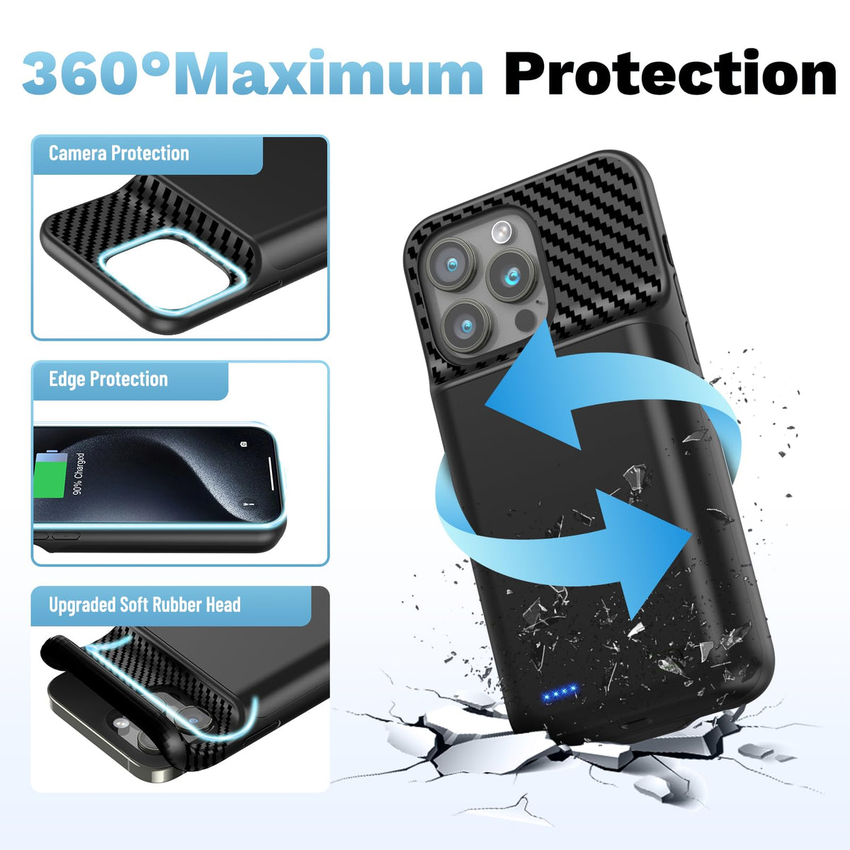 13800mAh Battery Case for iPhone 14 Pro Max/13 Pro Max/12Pro Max/14 Plus (6.7 inch) [2026 Upgraded] High Capacity Extended Charging Case Charger Battery Pack with Tempered Glass Screen Protector
