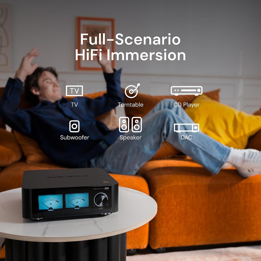 Eversolo Play | Music Streamer with DAC & Amplifier 60W×2ch(8Ω) / 110W×2ch(4Ω) | 5.5" LCD Touchscreen, Support Room Correction & Multi Room System, Stream Qobuz, Tidal&More | Black (Standard Edition)