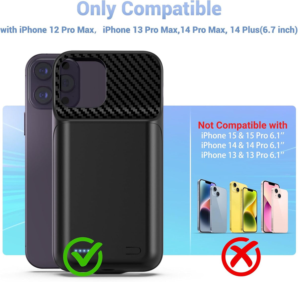 13800mAh Battery Case for iPhone 14 Pro Max/13 Pro Max/12Pro Max/14 Plus (6.7 inch) [2026 Upgraded] High Capacity Extended Charging Case Charger Battery Pack with Tempered Glass Screen Protector