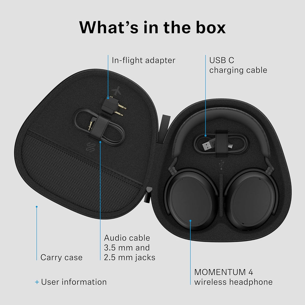 Sennheiser Momentum 4 Wireless Headphones, Bluetooth, ANC, 60h Battery