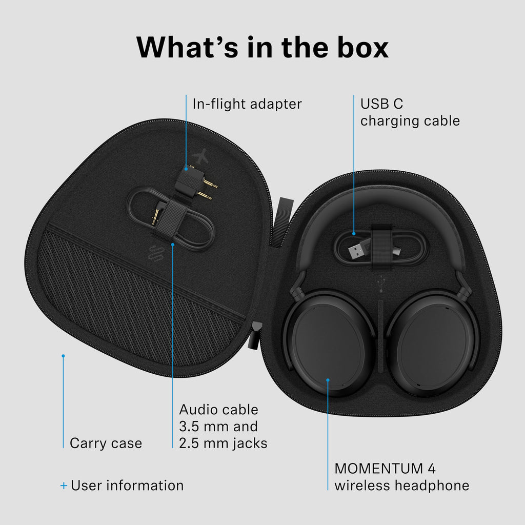 Sennheiser Momentum 4 Wireless Headphones, Bluetooth, ANC, 60h Battery